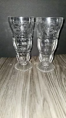 2 Vintage HEAVY EMBOSSED STEAK N SHAKE GIANT MILKSHAKE RESTAURANT SERVING GLAS • $25.99