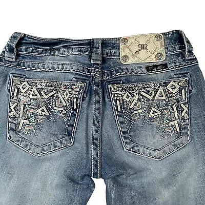 Miss Me Signature Cropped Jean Embellished JE8131C Rhinestone Low Rise 27 • $14.89