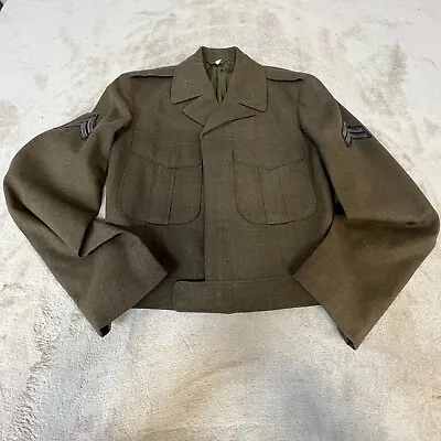 Vintage U.S. Army Dress Green Jacket Uniform Coat W/ Patches 39R Corporal [C39] • $39.95