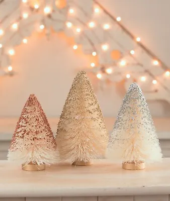 Bethany Lowe - Christmas - Metallic Bottle Brush Trees Set - LC1563 • $27