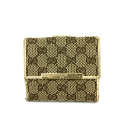 $10.50 • Buy GUCCI GG Logo Canvas Leather Bifold Wallet1J0076