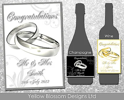 £3.29 • Buy Personalised Wine Champagne Bottle Label Wedding Day Anniversary Hen Night Rings