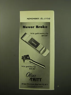 1950 Olga Tritt Money Clip And Key Top Advertisement - Never Broke • $19.99