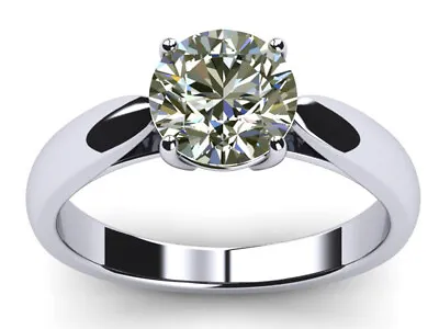 $97.08 • Buy 1.70 Ct VVS1/Round Near White Moissanite Diamond Solitaire 925 Silver Ring