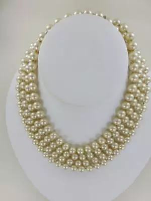 Vintage Les Bernard 8mm Faux Pearl Necklace Hand Knotted Opera Length 62  • $29.99