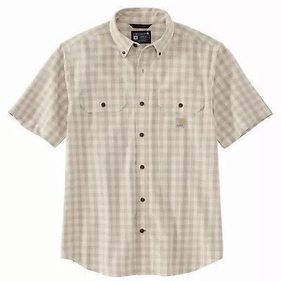 Carhartt 105175 Loose Fit Midweight Short Sleeve Plaid Shirt Tan Men's XL • $29.99