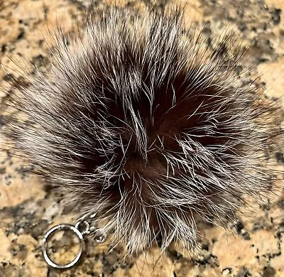 MICHAEL KORS Fluffy Faux Fur Pom Pom Keyring Black/Gray • $29.99