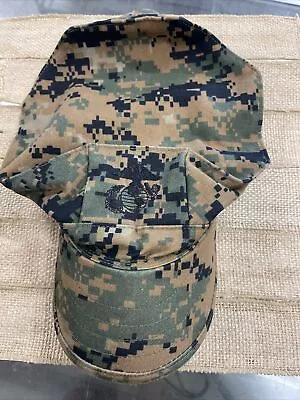 USMC U.S. Marine Corps Cover Garrison Marpat Woodland Hat Sz M • $10.80