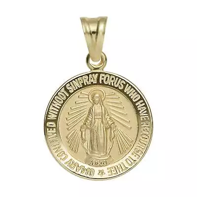 1  Round Miraculous Mary Medallion Pendant | 10/14K Yellow Gold • $179.99
