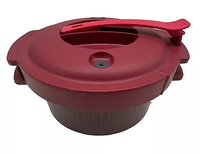 Tupperware Microwave Preasure Cooker Round 2 Quarts Burgundy Cookware Kitchenwar • $40