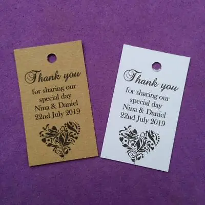 £1.95 • Buy 20 X Personalised Wedding Favour Tags, Christening, Hen, Gift Tags - Any Colour