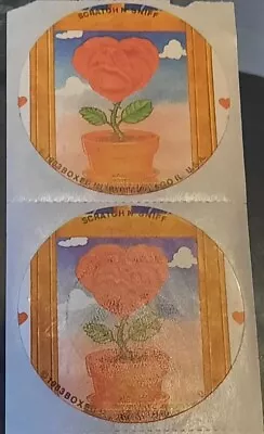 Vintage 1983 Boxed In Scratch Sniff Stickers Red Heart Shaped Rose In Flower Pot • $7.49