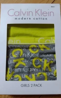 Calvin Klein Girls Modern Cotton Bikini Brief X 2 Size XXL Age 14-16 NEW • £8.99