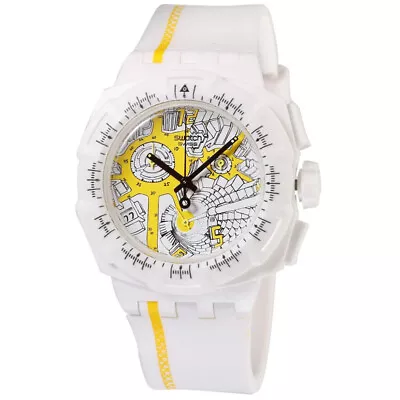 *MINT* Swatch Chrono STREET MAP YELLOW SUIW410 Chronograph Watch RARE VINTAGE • $130