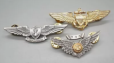 Vietnam War Navy Aircrew Air Warfare Aviator Pilot Wings Badges Lot Of 3 • $14.99