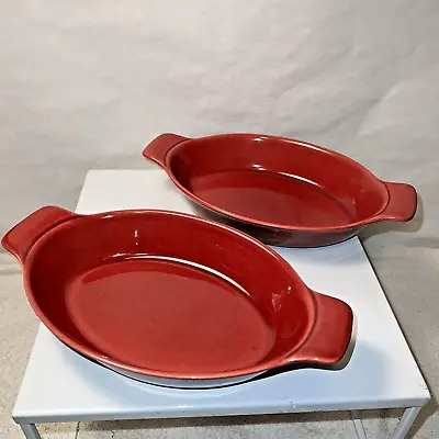 2 Metlox Poppytrail Colorstax Cranberry Au Gratin Dishes Oval 9.75” Mid Century • $39.99