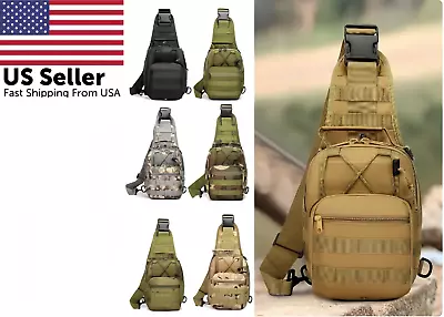 Outdoor Tactical Sling Bag Military MOLLE Crossbody Pack Chest Shoulder Backpack • $11.72