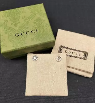 Gucci GG Flower Motif Studs Earrings Silver 925 Made In Italy Authentic With Box • $399.31