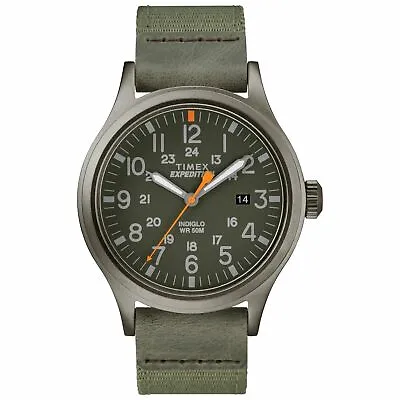 Timex TW4B14000 Men's Expedition Scout Green Fabric Watch Date Indiglo NEW • $45.50