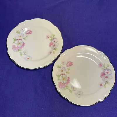 Set Of 2 Homer Laughlin Fluffy Virginia Rose Dessert Bread Plates 6.25”  1947 • $9.75