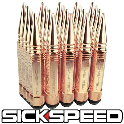 Sickspeed 20 Pc Rose Gold 5 1/2  Long Spiked Steel Extended Lug Nuts 1/2x20 N22 • $119.95