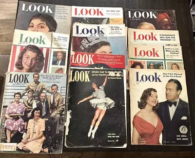 LOOK Magazine LOT 10 1940s 1950s Hemmingway WWII Fashion Sports Queen Elizabeth • $49.99
