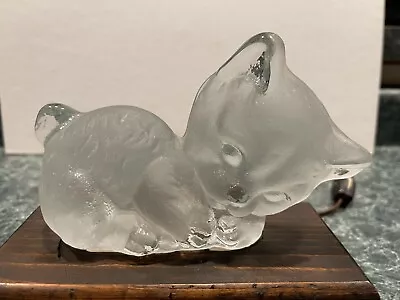 MCM Viking Glass Rare Kitten Light TV Lamp Frost Glass Wooden Base Rare! 1960’s • $402.04