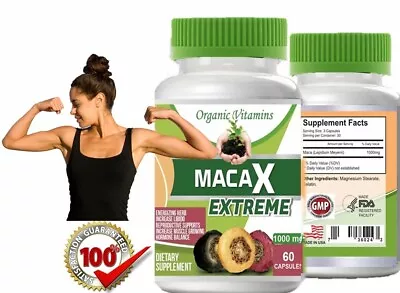 Organic Vitamins Maca 1000mg Extract 60 Caps  Red Goldblack Blend Energizing Her • $11.48