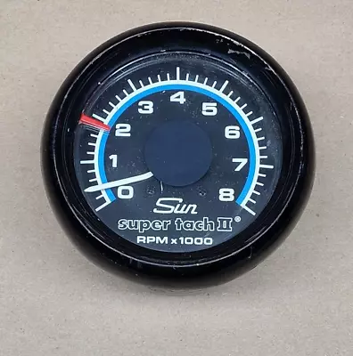 SUN Super Tach II 8000 RPM Blueline Tachometer W/ Bracket - Untested For Parts • $44.99