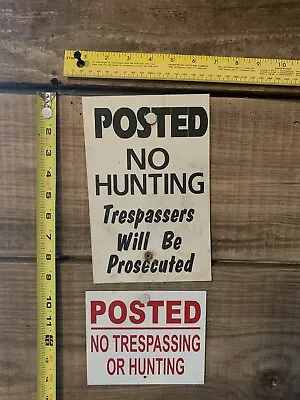 2 Posted No Hunting Trespass Signs Boundary Marker  • $5.99