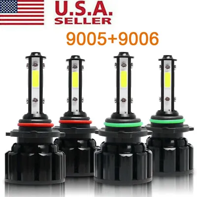 4SIDE 9005+9006 LED Combo Headlight Kit COB 440W Light Bulbs High Low Beam 4PCS • $19.97