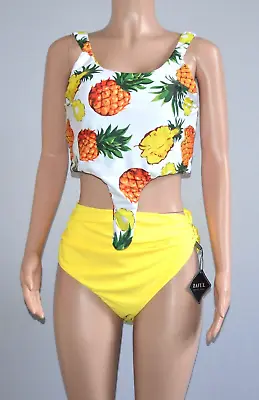 ZAFUL Women's Swimsuit Pineapple Knotted Mix And Match 2Piece Swimwear Size 10 • $15.99