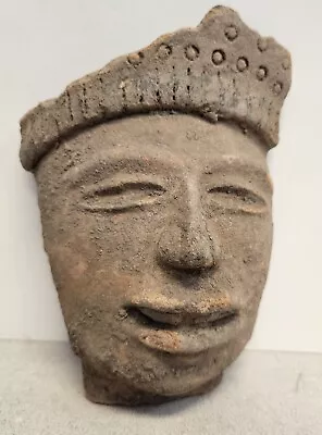 Pre Columbian MAYAN High Relief FACE FRAGMENT Red Brown Patina Pottery MEXICO • $250