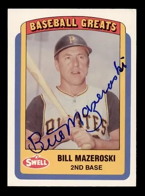 Signed 1990 Swell Baseball Greats #93 Bill Mazeroski Auto Pittsburgh Pirates Hof • $15.63