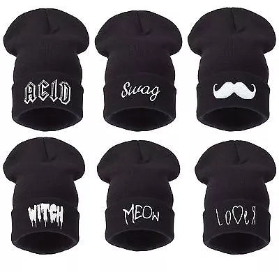 £3.99 • Buy Beanie Hat Mens Ladies Womens Slouch Winter Woolly Ski Knitted Turn Up Warm 23