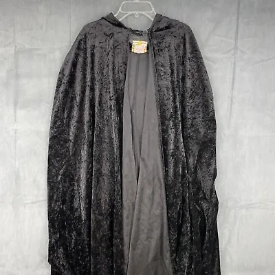 Charades Cape Black Hooded Velvet Velour Halloween Costume Cosplay Vintage • $25.33