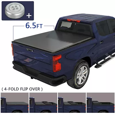 Black 6.5FT Soft 4 FOLD Truck Bed Tonneau Cover For 2015-21 Ford F150 Super Crew • $170.99