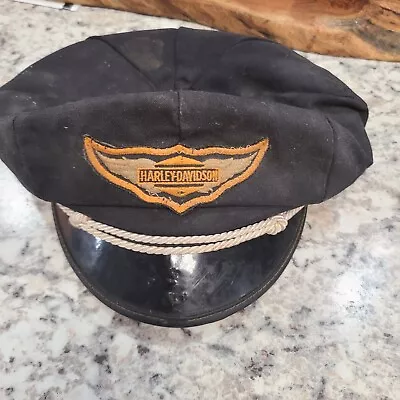 Vintage 1950s Harley Davidson Motorcycles Captains Mariner Hat Black  • $99.99