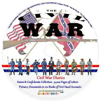 Civil War Diaries 120 Union Confederate DVD 31803 Pages Letter Picture Document • $12.95