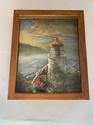 Vintage Lighthouse 3D Framed Art 1992 Crystal Skelley Signed Shadow Box 11”x9” • $30