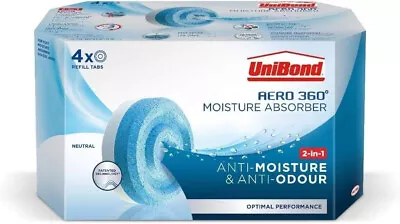 UniBond AERO 360° Moisture Absorber Neutral Refill Tab Ultra-absorbent-4 PACK • £15