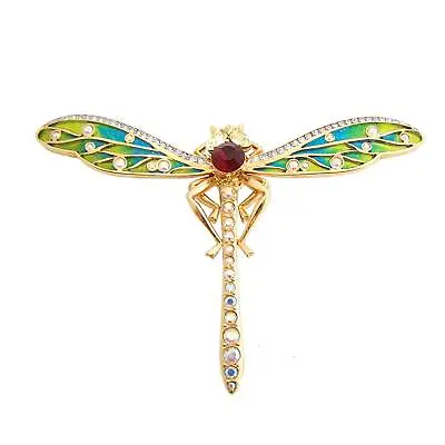 £97.52 • Buy Dragonfly Pin Brooch With Moving Wings That Flap Gold Plated Metal Alloy Set