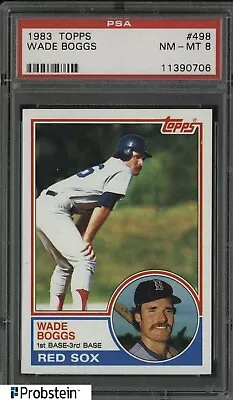 1983 Topps #498 Wade Boggs Boston Red Sox RC Rookie HOF PSA 8 NM-MT • $5.50