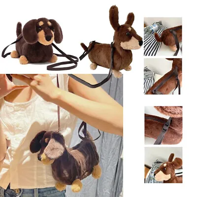 Adorable Sausage Dog Dachshund Handbag Plush Shoulder Bags Puppy Girls Crossbody • £9.60