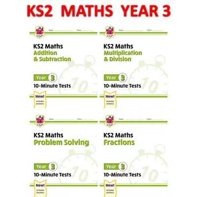 KS2 Year 3 Maths 10 - Minute Tests 4 Books Bundle With Answer Ages 7-8 Cgp • £16.99