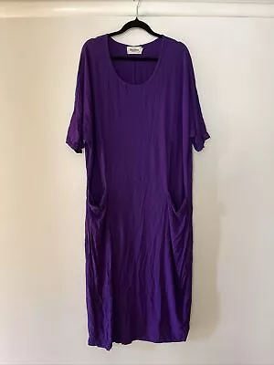 Bamboo By Whispers Dress Medium (14/16) Purple Maxi Relaxed Fit Short Sleeve • $40