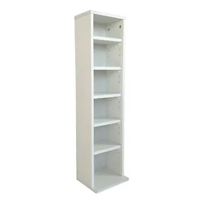 NEW! 6 Tier White Wooden CD DVD Game Book Shelf Storage Tower Rack- Fits 102 CDs • £29.99