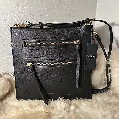 NWT Botkier Chelsea Pancake Leather Crossbody - Beautiful Black - MSRP $228 • $57.50