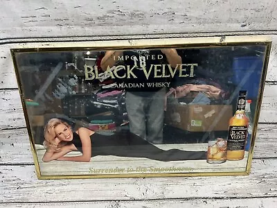 Vintage Black Velvet Canadian Whisky  Surrender To The Smoothness  Mirror Sign • $100