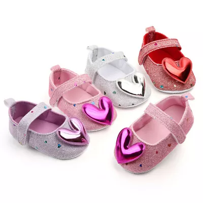 Newborn Toddler Baby Girl Crib Shoes Pram Soft Sole Prewalker Anti-slip Sneakers • £3.99